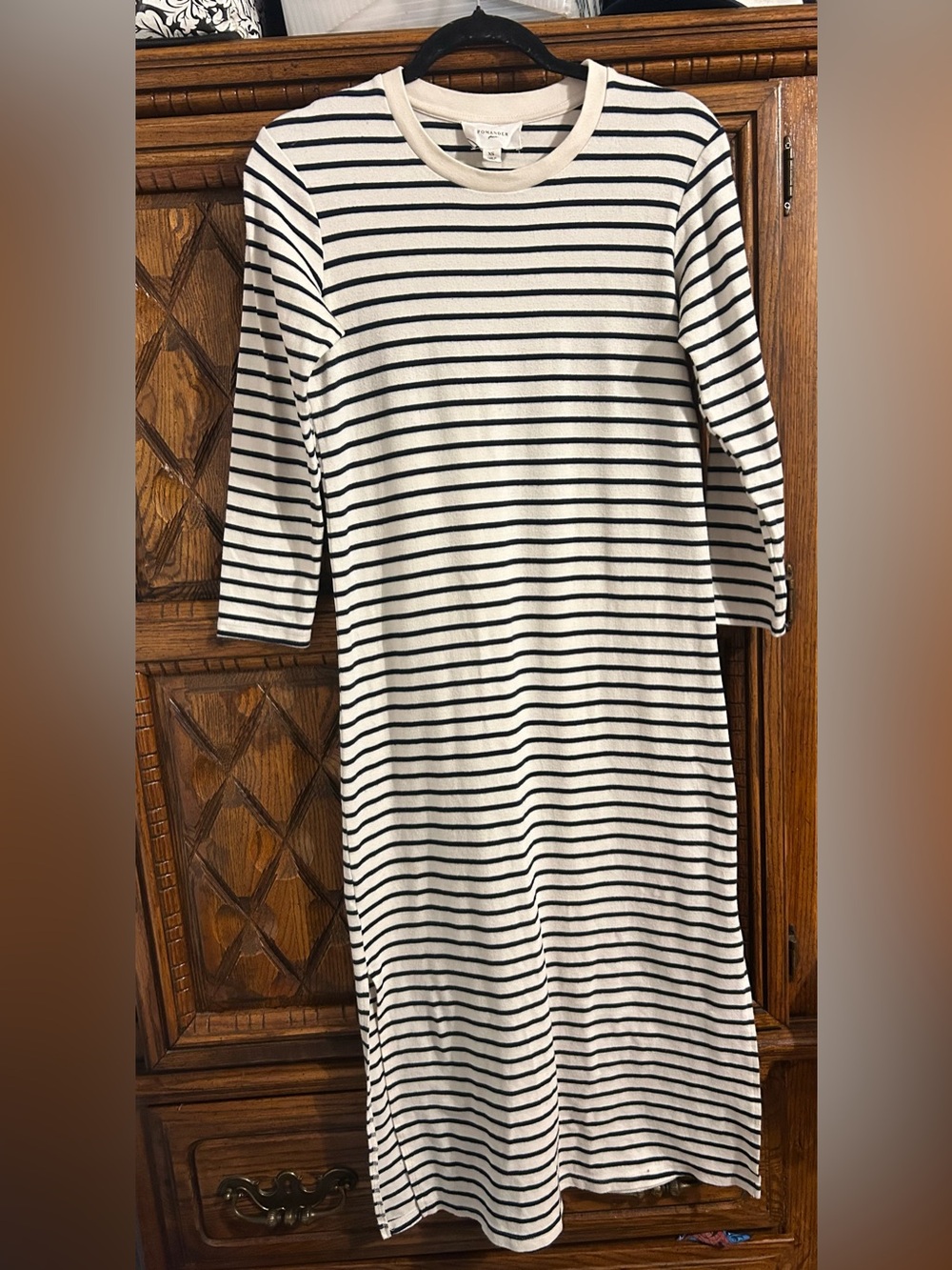 Tuckernuck Navy and White Striped Long-Sleeve Midi Dress - Picture 5 of 6
